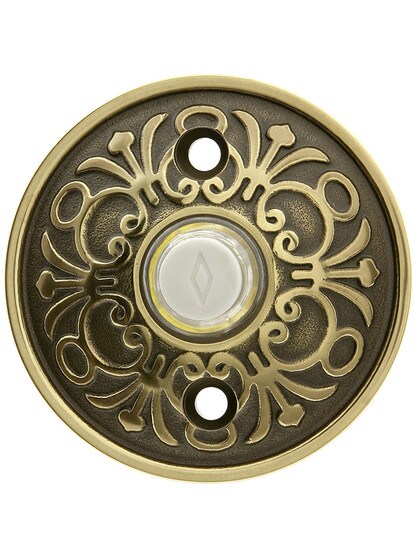 Solid Brass Lancaster Style Buzzer Button in Antique Brass.